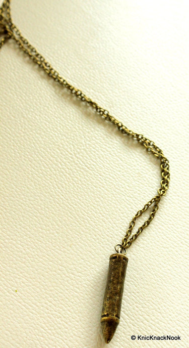 1 x Bronze Tone Pendant, Bronze Bullet Pendant Necklace